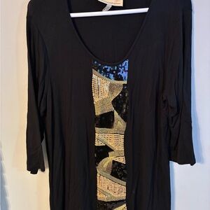 Chic Black Sequin Women's Blouse